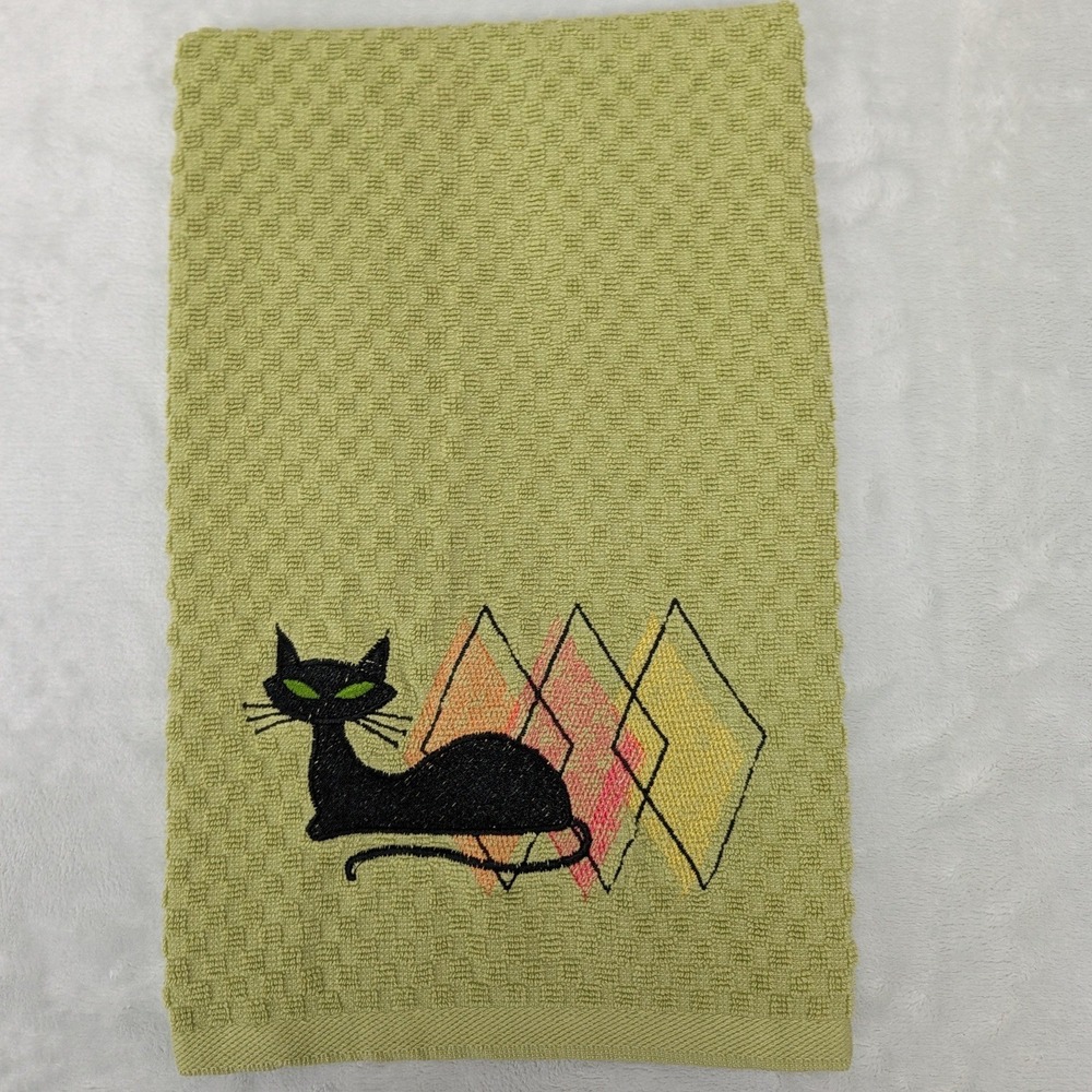 Retro Mid Century Modern Atomic Cat Kitchen Bath Bar Tea Towel Great Gift Idea!